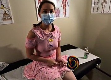 Latina teen nurse Lily fucks her old client